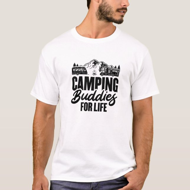 Camiseta Camping Buddies For Life Camper Nature Ca Al Aire  (Anverso)