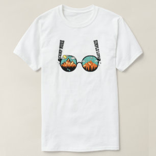 Camiseta camping campfire montañas wanderlust, senderismo