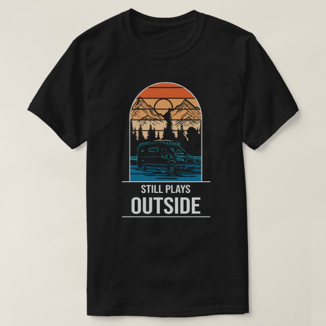 Camiseta camping campfire montañas wanderlust, senderismo (Diseño del anverso)
