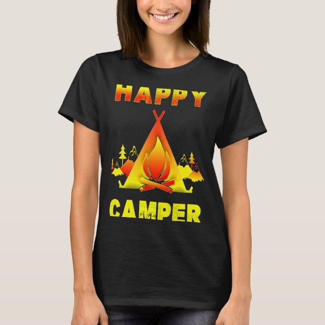 Camiseta Camping   Camping  with Sayings Happy Camper (Anverso)