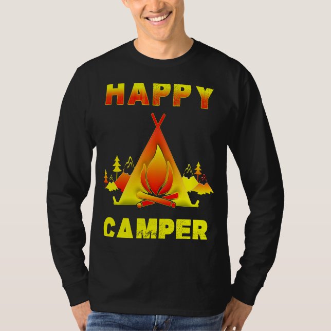 Camiseta Camping   Camping  with Sayings Happy Camper (Anverso)