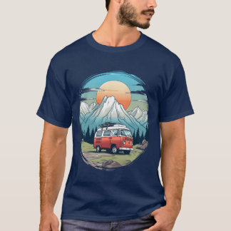 Camiseta Camping campista montañas naturaleza amanecer rega