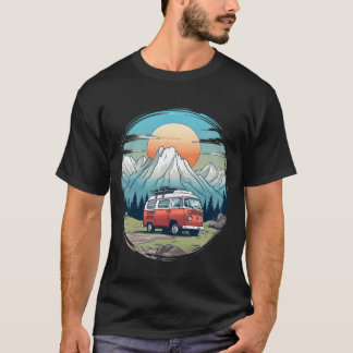 Camiseta Camping campista montañas naturaleza amanecer rega