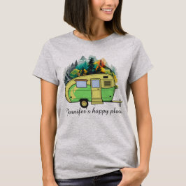 Camiseta Camping, caravana, bosque, lugar feliz