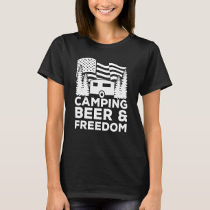 Camiseta Camping Cerveza Libertad 4 de Julio Bandera Americ