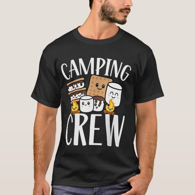 Camiseta Camping Crew Cute S'mores Marshmallow Campfire (Anverso)