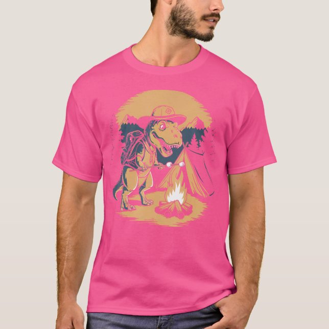 Camiseta Camping De Dinosaurios Para Niños Chicas (Anverso)