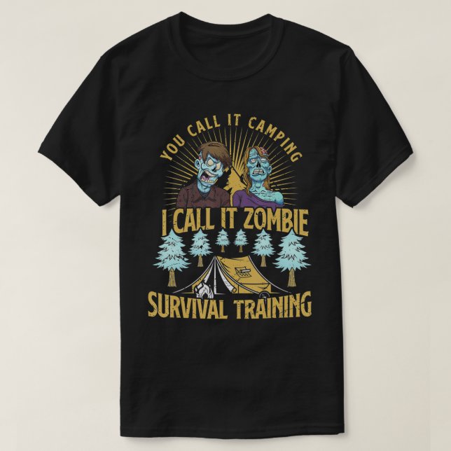 Camiseta Camping de entrenamiento para sobrevivencia zombi  (Diseño del anverso)