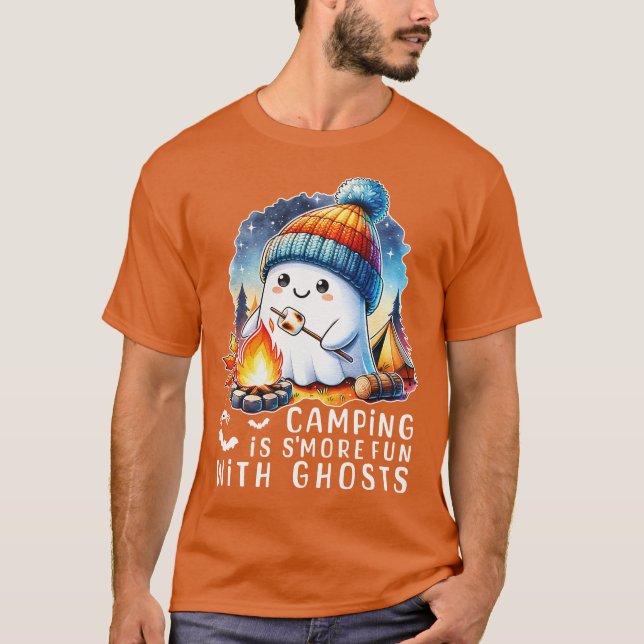 Camiseta Camping de Halloween es divertido con los fantasma (Anverso)