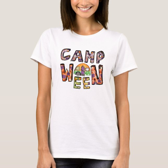 Camiseta Camping de Halloween | Pun de Word (Anverso)