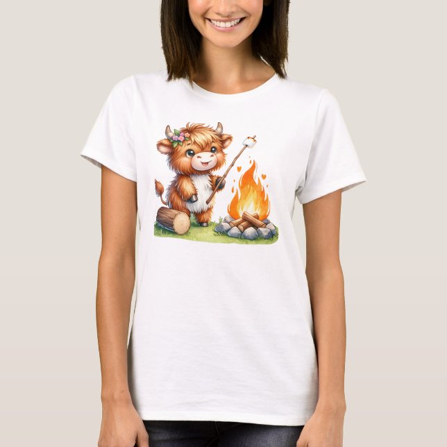 Camiseta Camping de malvavisco de vaca tostada en la montañ (Anverso)