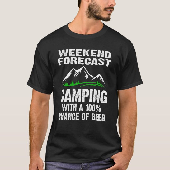 Camiseta Camping De Previsión De Fin De Semana Con Posibili (Anverso)