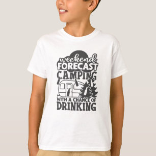 Camiseta Camping De Previsión De Fin De Semana Con Una Posi