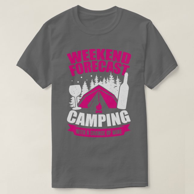 Camiseta Camping De Previsión De Fin De Semana Con Una Posi (Diseño del anverso)