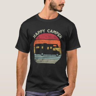 Camiseta Camping de RV Feliz Campista Angustiado Retro Vint