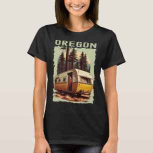 Camiseta Camping de senderismo vintage de Oregon Sunset ret