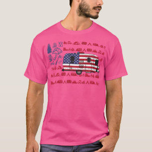 Camiseta Camping De Tienda Camper Van American Flag Camping