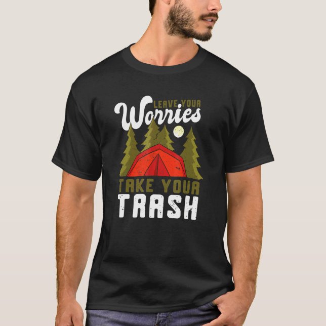 Camiseta Camping Dejar Sus Preocupaciones Tomar El Retro De (Anverso)
