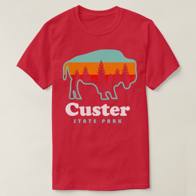 Camiseta Camping del Parque Estatal Custer Bison South Dako (Diseño del anverso)