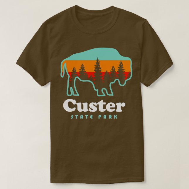 Camiseta Camping del Parque Estatal Custer Bison South Dako (Diseño del anverso)