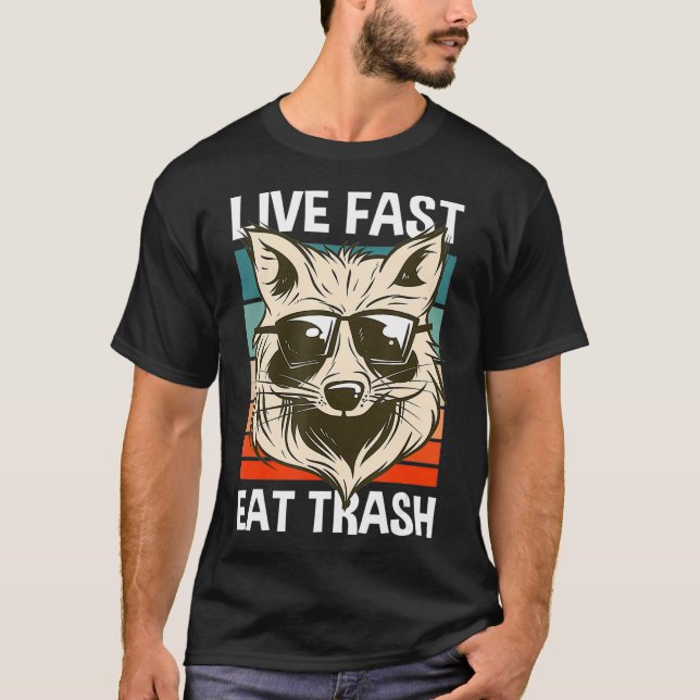 Camiseta Camping divertida Raccoon Fast Eat (Anverso)