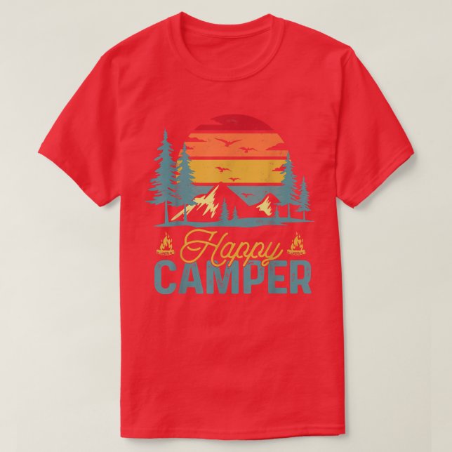 Camiseta Camping divertido de casamiento retro vintage Happ (Diseño del anverso)