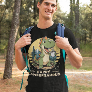 Camiseta Camping divertido de Dinosaur Happy Campersaurus