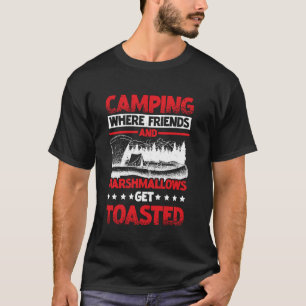 Camiseta Camping donde se tocan a amigos y mariscos