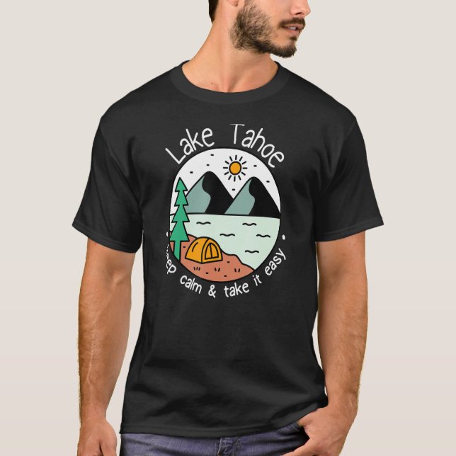 Camiseta Camping En Bote Para Pescar El Lago De Tahoe Fácil (Anverso)