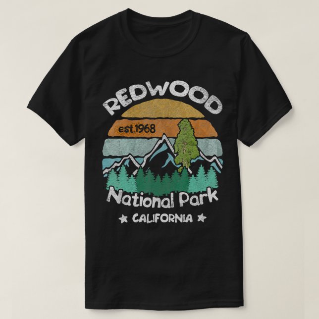 Camiseta Camping en el Parque Nacional de Redwood Californi (Diseño del anverso)