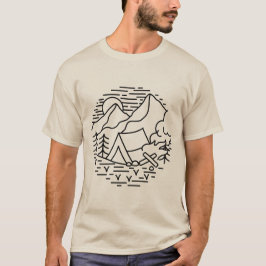 Camiseta Camping en Tienda de Campaña en la Montaña