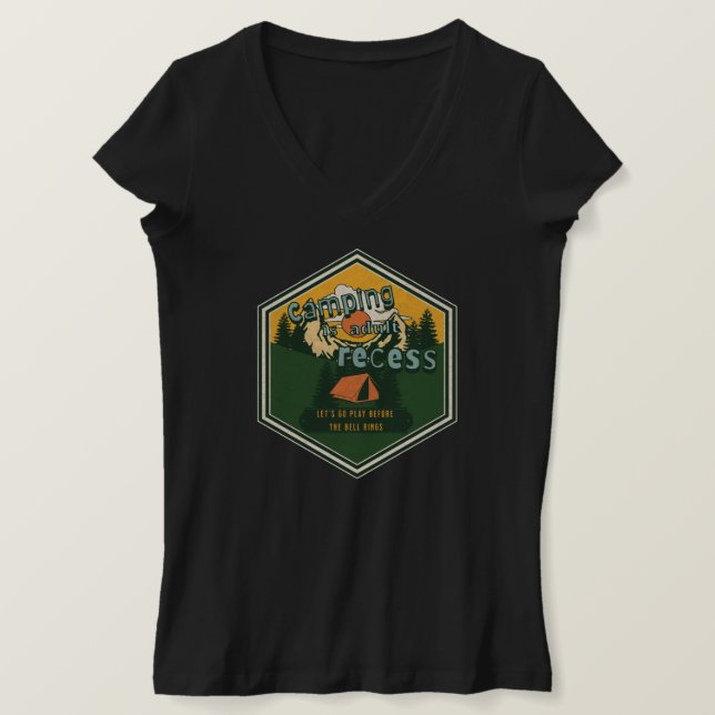 Camiseta Camping es el recreo adulto, vamos a jugar (Anverso del diseño)