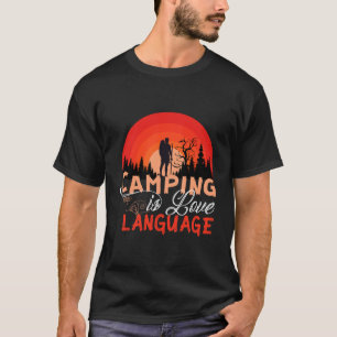 Camiseta Camping es lenguaje del amor Retro puesta de sol a