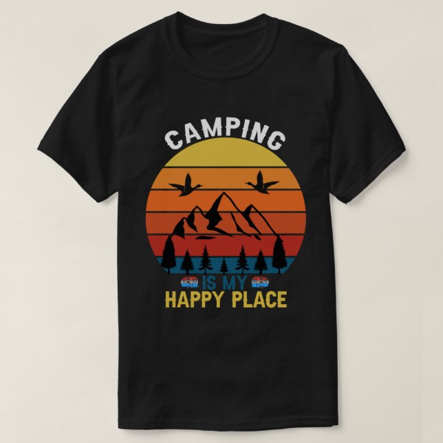 Camiseta Camping Es Mi Lugar Feliz (Diseño del anverso)