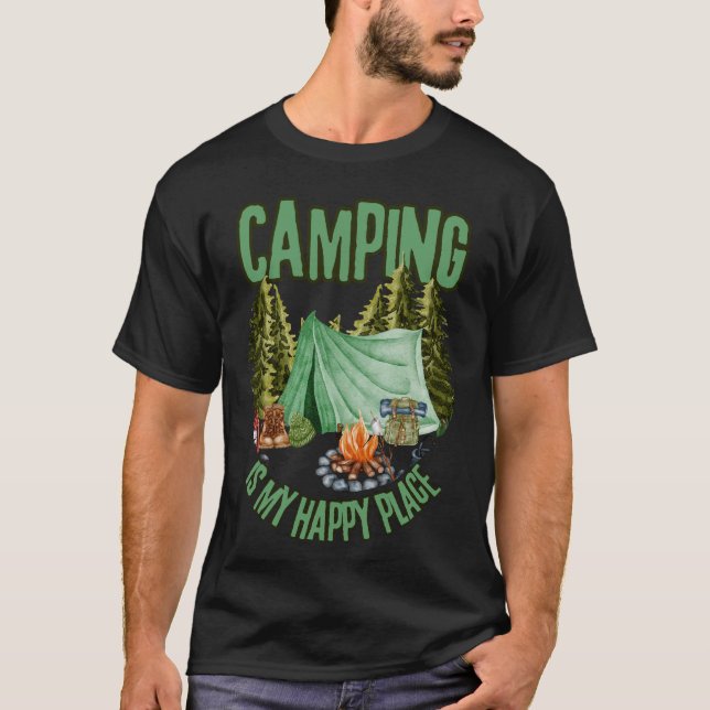Camiseta Camping es mi lugar feliz - campamento estético (Anverso)