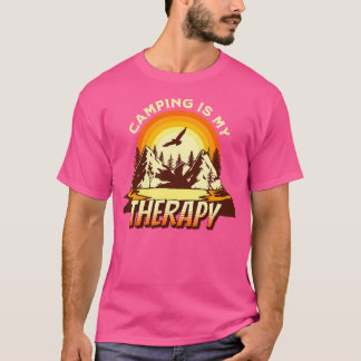 Camiseta Camping Es Mi Terapia - Graciosa Naturaleza De Sen