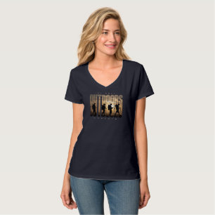 Camiseta Camping exterior   Cuello-V femenino