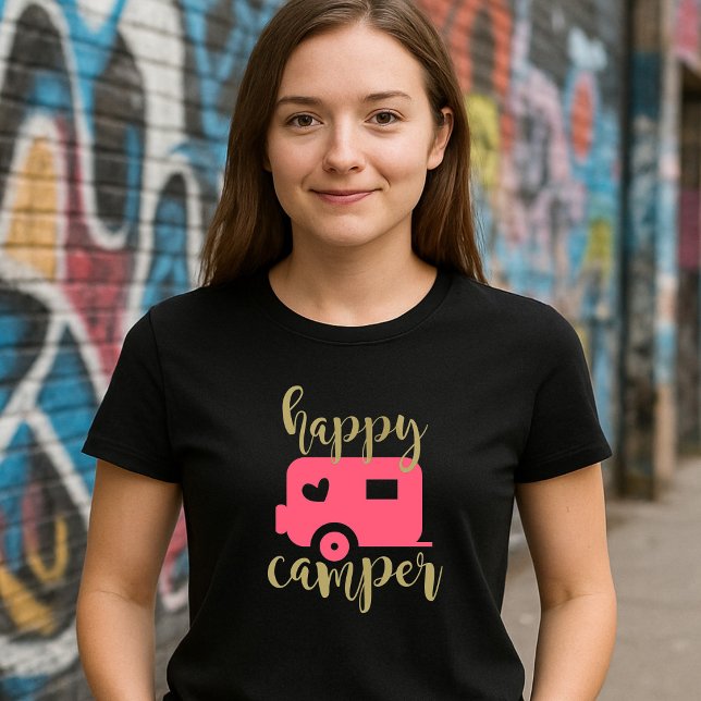 Camiseta Camping Feliz - Camper Corazón Rosa (Subido por el creador)
