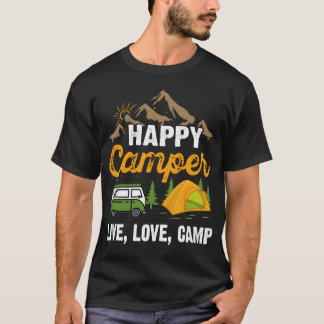 Camiseta Camping Feliz Vive Ama el Campamento retro