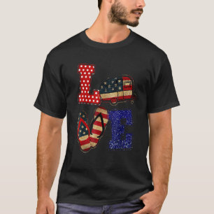 Camiseta Camping Flip Flop De Amor 4 De Julio Independencia