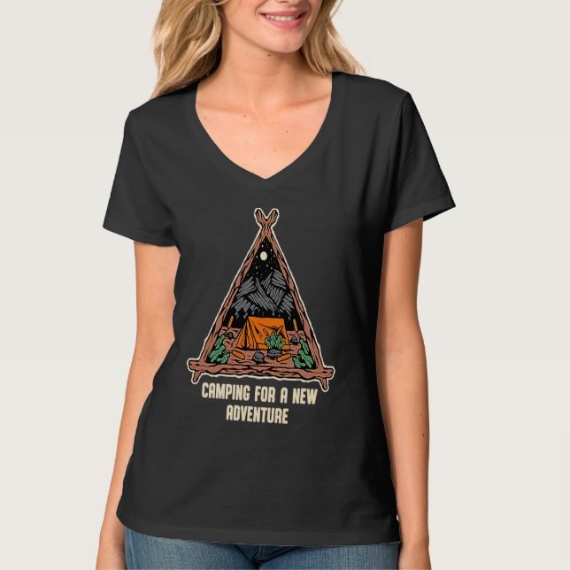 Camiseta Camping for a New Adventure Camper Vacation Camp T (Anverso)