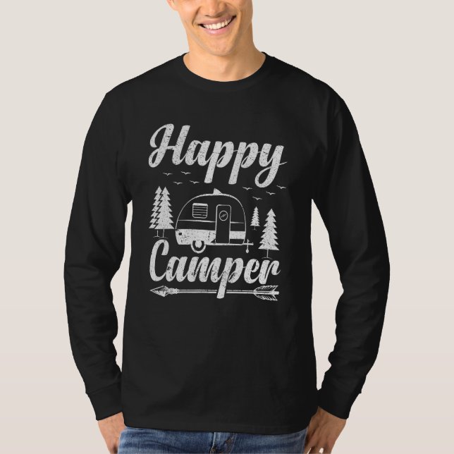 Camiseta Camping for Hikers Happy Camper Distressed Style (Anverso)