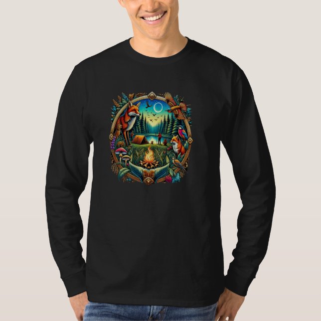 Camiseta Camping Forest Animals Wilderness Outdoor Fox Cam (Anverso)