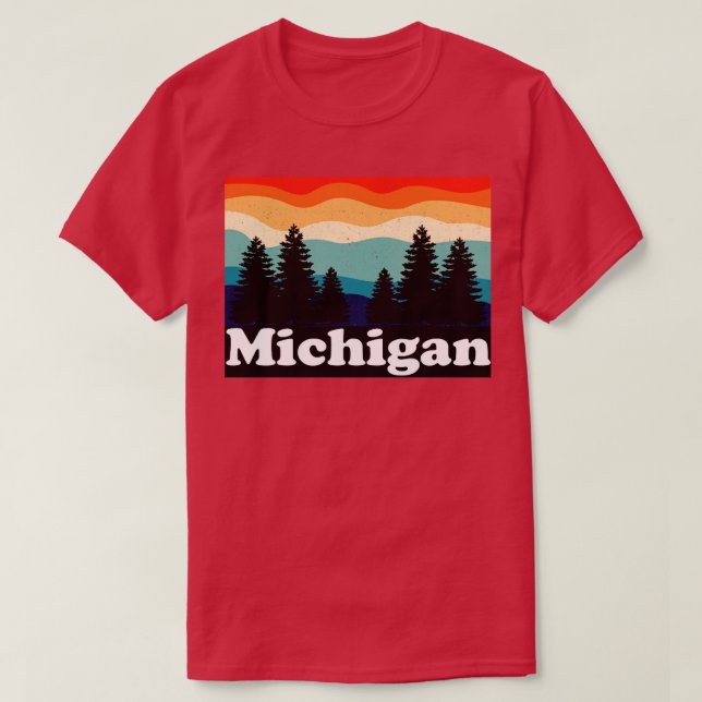 Camiseta Camping Forestal Retro Michigan (Diseño del anverso)