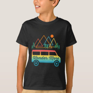 Camiseta Camping Furgoneta Camper Retro Atardecer Montañas