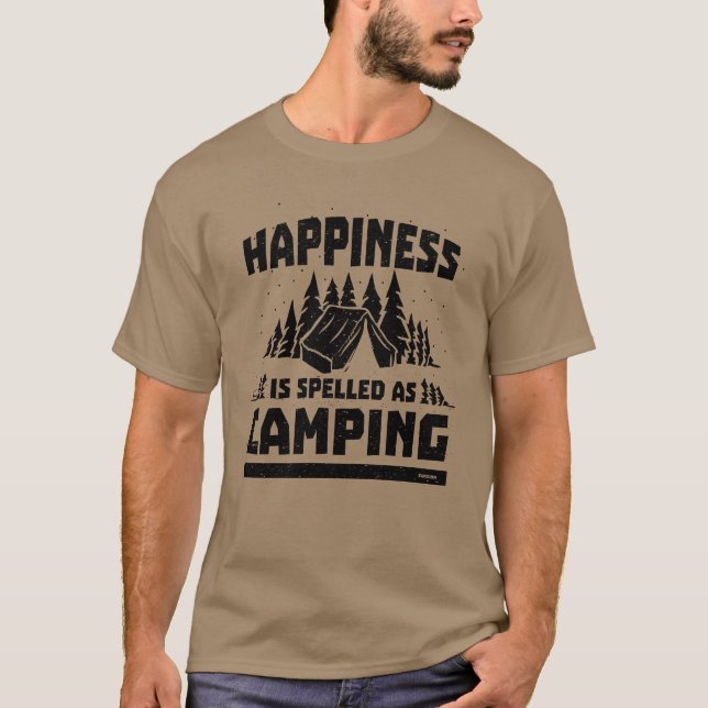 Camiseta Camping happiness satisfaction funny saying retro (Anverso)