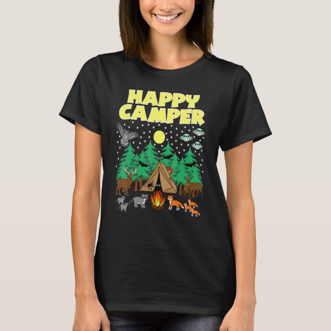 Camiseta Camping Happy Camper Camping Con Animales Critters (Anverso)
