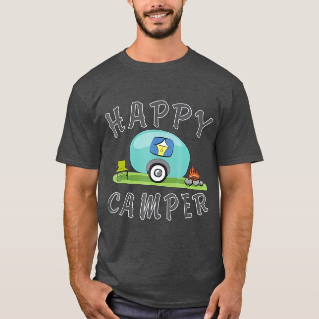 Camiseta Camping Happy Camping Trailer Camiler Camper (Anverso)