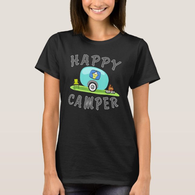 Camiseta Camping   Happy Camping Trailer Camper Tee (Anverso)