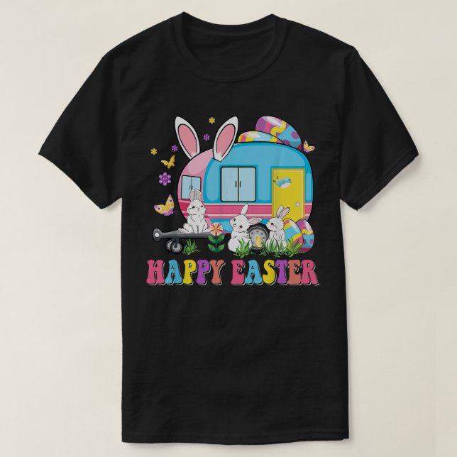 Camiseta Camping Happy Easter School Bus Driver Camper Bunn (Diseño del anverso)